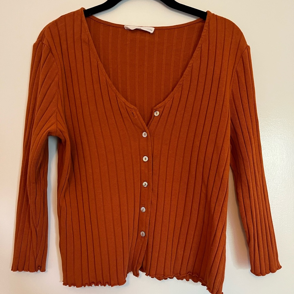 Women's Orange Ribbed Sweater